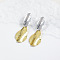 Brass Dangle Stud Earrings, Two Tone Oval with Teardrop, Platinum & Golden, 68x23mm
