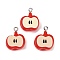 Oapaque Resin Pendants, Apple, with Platinum Iron Loop, Red, 20.5x17.5x10.5mm, Hole: 2mm