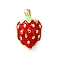 Brass Enamel Beads, Rack Plating, Long-Lasting Plated,  Lead Free & Cadmium Free, Real 18K Gold Plated, Strawberry, 13x8x8.5mm, Hole: 1.6mm