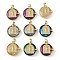 Brass Cubic Zirconia with Glass Pendents, Long-Lasting Plated, Virgin Mary
, Mixed Color, 23x22x10mm, Hole: 6x3mm