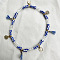 Bohemian Style Alloy Coin Charm Tassel Plastic Seed Beaded Stretch Anklets, Antique Golden, Medium Blue, 9-1/2 inch(240mm)