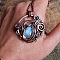 Bohemian Style Flwoer Zinc Alloy & Teardrop Synthetic Moonstone Pendant Necklaces for Women, Rose Gold, 21.10 inch(53.6cm)