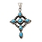 Dyed Synthetic Turquoise Pendants, Cross Charms, with 304 Stainless Steel Settings, Antique Silver, Deep Sky Blue, 50x35x5.5mm, Hole: 7.5x3.5mm