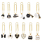 24Pcs 12 Style Iron Oval Long Paper Clips, Vintage Bookmarks, with Alloy Enamel Pendants, Heart/Bag/Flower, Golden, 69~74mm, 2pcs/style