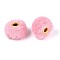 Imitation Rabbit Hair European Beads, Rondelle, Pink, 19.5~20x12mm, Hole: 4mm
