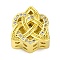 Rack Plating Brass Micro Pave Cubic Zirconia Beads, Long-Lasting Plated, Cadmium Free & Lead Free, Flower, Real 18K Gold Plated, 12.5x11.5x8mm, Hole: 5mm