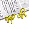 Spray Painted Alloy Pendants, Bowknot, Yellow, 19x21mm