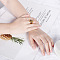Roman Numerals 304 Stainless Steel & Crystal Rhinestone & Natural Shell Finger Rings, Golden, US Size 7(17.3mm)