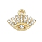 Rack Plating Alloy Micro Pave Rhinestone Pendants, Eye Shape, Golden, 12.5x16x3mm, Hole: 1.8mm
