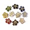 Opaque Glass Beads, Flower, Golden Metal Enlaced, Mixed Color, 13.5x12x5mm, Hole: 1mm