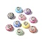 Opaque Resin European Beads, Large Hole Beads, Rondelle with Silver Color Plated Brass Cores, Mixed Color, 14x7.5mm, Hole: 5mm