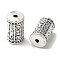 Column with Flower Pattern Alloy Beads, Cadmium Free & Lead Free, Tibetan Style, Antique Silver, 17x10mm, Hole: 2.5mm, about 140pcs/1000g