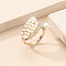Elegant and Stylish Alloy Rhinestone Wing Cuff Rings, with Imitation Pearl, Light Gold
