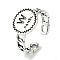 Flat Round with Word W Panel Alloy Open Cuff Finger Ring for Women, Antique Silver, 12mm, Inner Diameter: Adjustable