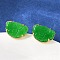 Brass Stud Earrings, with Glass, Rack Plating, Long-Lasting Plated, Half Round, Golden, 12.5x18mm