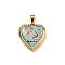 304 Stainless Steel Locket Pendants, Ion Plating(IP), Heart with Pattern Charms, Deep Sky Blue, 25x22.5x5.5mm, Hole: 8x4mm, Inner Diameter: 16.5x16.5mm