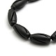 Brins de perles de pierre noire ovale naturelle G-P062-37-3