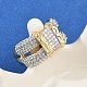 Латунные микро проложить манжеты кольца кубического циркония RJEW-D326-06G-3