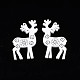 クリスマスのテーマ スプレー塗装木材の大きなペンダント  トナカイ/クワガタ  ホワイト  54.5x33x2.5mm  穴：1.8mm WOOD-N005-24-2