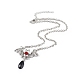 Пластиковая летучая мышь с каплевидным ожерельем и серьгами с подвесками SJEW-G081-01AS-4