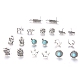 10 Pairs 10 Style Feather & Crown & Owl & Moon Synthetic Turquoise Stud Earrings AJEW-PW0005-31AS-1