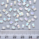 2穴透明ガラスシードビーズ  ABカラーメッキ  長方形  クリアAB  4.5~5.5x2x2~2.5mm  穴：0.5~0.8mm  約2000個/袋 SEED-S031-M-250-3