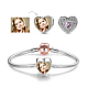 TINYSAND 925 Sterling Silver Personalized Dual Hearts Cubic Zirconia Charm European Bracelet TS-Set-049-20-1