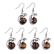 Natural Tiger Eye Chameleon Dangle Earrings with Crystal Rhinestone EJEW-A092-10P-03-1