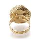 調節可能な染色天然ドゥルージー瑪瑙の指輪  ワイドバンドリング  金色のトーン真鍮のパーツと  ナゲット  ミックスカラー  サイズ8  内径：18mm RJEW-F104-01G-5