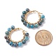 Round Natural Apatite Wire Wrapped Big Hoop Earrings for Women EJEW-TA00048-04-3