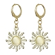 Golden Alloy Sun Shape Dangle Leverback Earrings with Cat Eye EJEW-JE05587-02-1