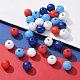 160 Pcs 4 Colors 4 July American Independence Day Painted Natural Wood Round Beads WOOD-LS0001-01D-4