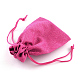 ポリエステル模造黄麻布包装袋巾着袋  クリスマスのために  結婚式のパーティーとdiyクラフトパッキング  濃いピンク  18x13cm ABAG-R005-18x13-08-3