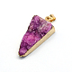 Plated Natural Druzy Agate Triangle Pendants G-R275-08-2