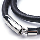 Two Loops Leather Cord Wrap Bracelets BJEW-F291-21P-3