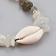 Natural Labradorite & White Moonstone Chip Braided Bead Bracelets BJEW-JB04080-05-2
