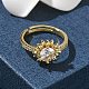 Женские кольца из латуни с цветком и прозрачными кубическими цирконами RJEW-Z111-01G-2
