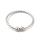 304 anneau de manchette ouvert perlé en acier inoxydable pour femme RJEW-E070-02P-3
