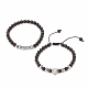 2pcs 2 bracelets de perles tressées en obsidienne naturelle et hématite synthétique serties de léopard en zircone cubique BJEW-JB08119-03-4