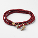 Two Loops Polyester Cord Wrap Bracelets BJEW-M193-17-1