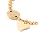 Vacuum Plating Flat Round and Heart Charm Bracelet with 304 Stainless Steel Chains for Women STAS-P304-11G-2