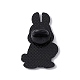 イースターをテーマにしたウサギのエナメルピン  バックパックの服のための電気泳動の黒い合金の動物のブローチ  ハート柄  33x20x2mm JEWB-E018-02EB-01-2