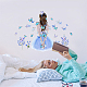 SUPERDANT Girl Back View Wall Decal Butterflies Wall Stickers with Blue Flowers Wall Art DIY Art for Girls' Room Dance Studio Women's Apartment Decoration DIY-WH0228-884-3