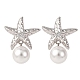 Серьги-гвоздики в форме морской звезды с микропаве из латуни и прозрачными кубическими цирконами EJEW-H165-03B-P-4