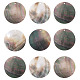 10 шт. плоские круглые подвески-ракушки из натурального черного цвета SSHEL-TA0001-20-3