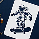 Fingerinspire astronauta su skateboard pittura stencil 8.3x11.7 pollice skater spaceman disegno modello riutilizzabile di plastica scava fuori stencil fai da te mestiere per dipingere sulla parete mobili in legno DIY-WH0396-390-3