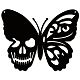 CREATCABIN Skull Butterfly Metal Wall Art Decor Wall Hanging Plaques Ornaments Iron Wall Art Sculpture Sign for Indoor Outdoor Home Livingroom Kitchen Garden Office Decoration Gift Black 6.3 x 7.9inch AJEW-WH0286-001-1