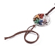 チャクラ天然混合宝石織りペンダント装飾  真鍮の連結リングとフェイクスエードコード付き  命の木  585mm HJEW-JM00660-4
