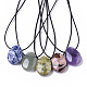 Natural Mixed Gemstone Pendant Necklaces NJEW-R255-01-2