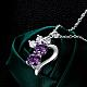 Silver Plated Brass Cubic Zirconia Half Heart Pendant Necklaces NJEW-BB03300-A-4